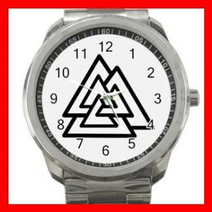 Valknot Valknut Symbol Triangles Silvertone Sports Metal Watch 140