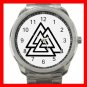 Valknot Valknut Symbol Triangles Silvertone Sports Metal Watch 140