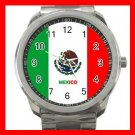 Mexico Flag Nation Patriotic Silvertone Sports Metal Watch 145
