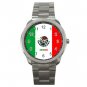 Mexico Flag Nation Patriotic Silvertone Sports Metal Watch 145