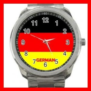 German Flag Nation Patriotic Silvertone Sports Metal Watch 146