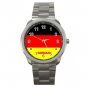 German Flag Nation Patriotic Silvertone Sports Metal Watch 146