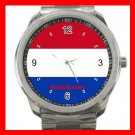 Netherlands Flag Nation Patriotic Silvertone Sports Metal Watch 147