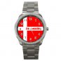 Denmark Flag Nation Patriotic Silvertone Sports Metal Watch 148