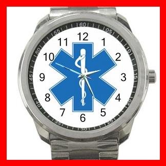 Paramedic Caduceus Rescue Care Silvertone Sports Metal Watch 150