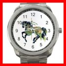 Black Carousel Horse Peacock Fun Silvertone Sports Metal Watch 155
