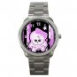 PURPLE GIRLY SKULL SKELECTON Silvertone Sports Metal Watch 157