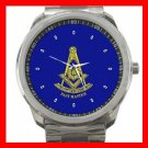 Blue Masonic Past Master Silvertone Sports Metal Watch 163
