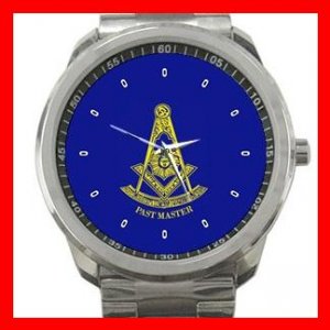 Blue Masonic Past Master Silvertone Sports Metal Watch 163