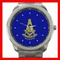 Blue Masonic Past Master Silvertone Sports Metal Watch 163
