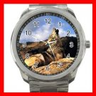 Howling Wolf Wild Animal Silvertone Sports Metal Watch 182
