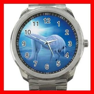 UNICORN ABOVE THE CLOUDS FANTASY Silvertone Sports Metal Watch 191