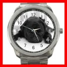 BLACK PUG PET DOG ANIMALS Silvertone Sports Metal Watch 192