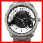 BLACK PUG PET DOG ANIMALS Silvertone Sports Metal Watch 192