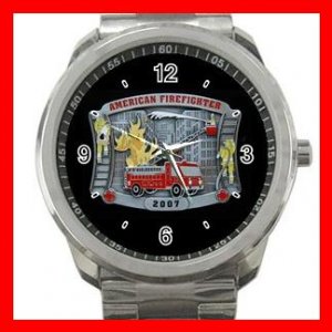 American Firefighter Fire Fighter Silvertone Sports Metal Watch 199