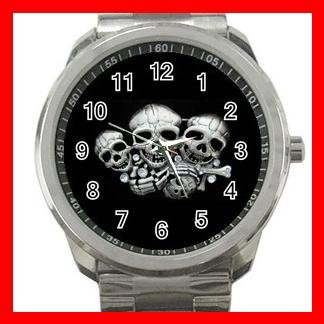 Rare Bones Family Skeletons Silvertone Sports Metal Watch 200