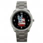 Peace Sign With American Flag Silvertone Sports Metal Watch 207