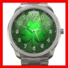 Irish Shamrock St Patricks Clover Silvertone Sports Metal Watch 210
