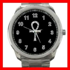 Egypt Pharaoh Ankh Life Eternal Silvertone Sports Metal Watch 215