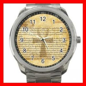 Egypt Pharaoh Ankh Life Eternal Silvertone Sports Metal Watch 217