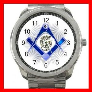 BLUE FREEMASONRY MASON Silvertone Sports Metal Watch 218