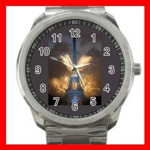 EIFFEL TOWER PARIS FRANCE Silvertone Sports Metal Watch 235