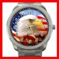 AMERICAN FLAG BALD EAGLE Silvertone Sports Metal Watch 237