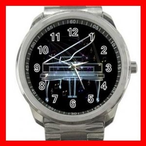 I Love Piano Music Notes Fun Silvertone Sports Metal Watch 240