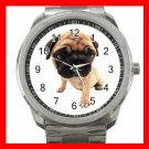 Cute Pug Puppy Pet Dog Silvertone Sports Metal Watch 241