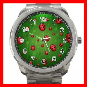Green Ladybug Bugs Hobby Silvertone Sports Metal Watch 243
