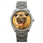 Pug Sticking Out Tongue Dog Silvertone Sports Metal Watch 250
