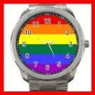 GAY LESBIEN PRIDE FLAG COLOR Silvertone Sports Metal Watch 260