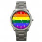 GAY LESBIEN PRIDE FLAG COLOR Silvertone Sports Metal Watch 260