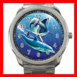 Dolphins Play Marine Fun Silvertone Sports Metal Watch 261