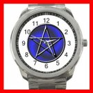 BLUE WICCA PENTACLE Silvertone Sports Metal Watch 263