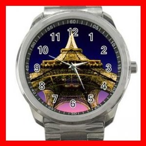 Eiffel Tower Paris France Silvertone Sports Metal Watch 273