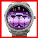 Purple Wine Glass Hobby Silvertone Sports Metal Watch 279