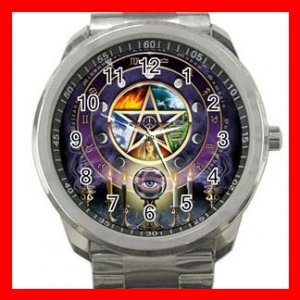 Wicca Pentagram Pentacle Silvertone Sports Metal Watch 281