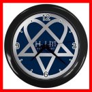 HIM Blue Heartagram Darklight Decor Wall Clock-Black 047