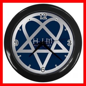 HIM Blue Heartagram Darklight Decor Wall Clock-Black 047