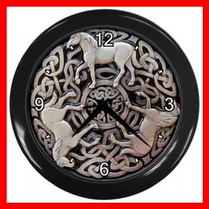 Celtic Knot Horses Decor Wall Clock-Black 048