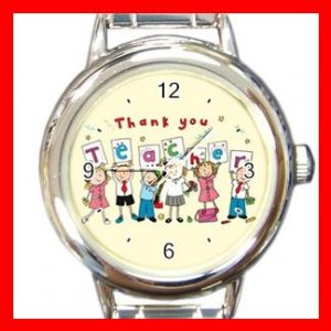 Thank You Teacher School Round Italian Charm Wrist Watch 649