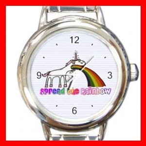 Unicorn Vomiting Rainbow Fantasy Round Italian Charm Wrist Watch 650