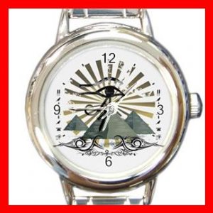 Egyptian Pyramids Ankh Eye Round Italian Charm Wrist Watch 651
