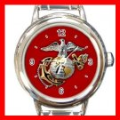 US Marine Corps USMC Army Round Italian Charm Wrist Watch 652