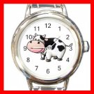 Country Cow Moo Round Italian Charm Wrist Watch 656