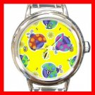 Ladybugs Colorful Cute Yellow Round Italian Charm Wrist Watch 657