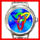 LGBT Rainbow Flag Gay Lesbian Pride Round Italian Charm Wrist Watch 668