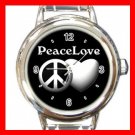 Peace And Love Round Italian Charm Wrist Watch 669