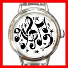 Musical Notes Hobby Fun Round Italian Charm Wrist Watch 670